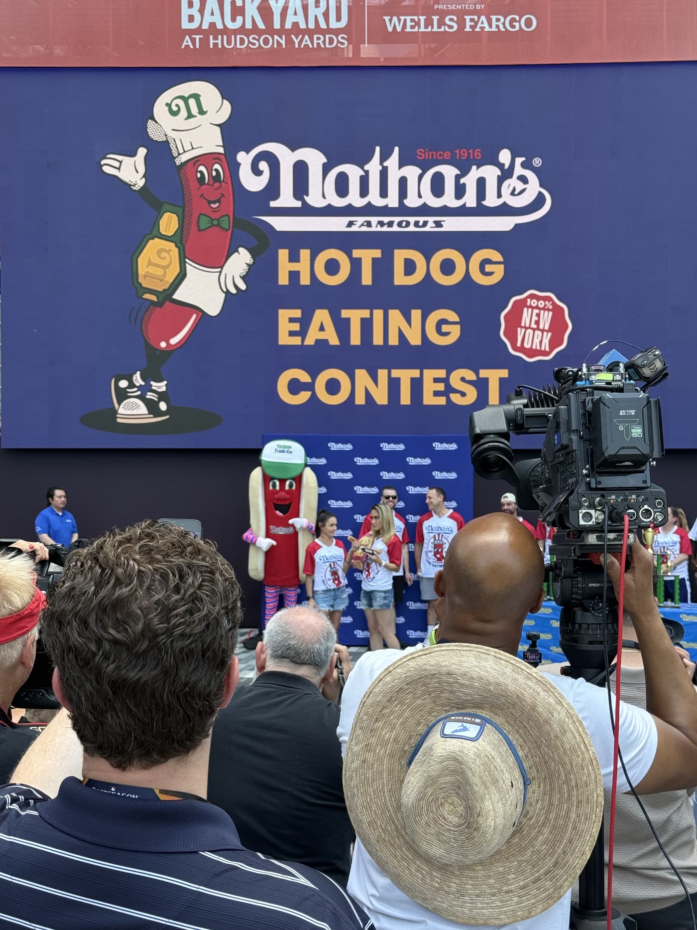 The Nathan's hot dog eating contest at Hudson Yards