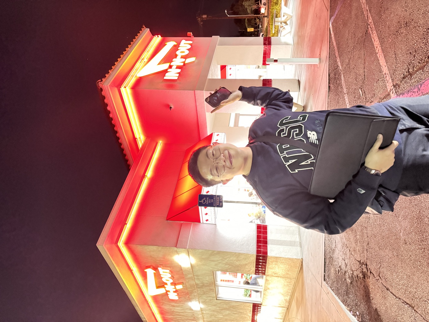 A late-night In-N-Out run with laptop in hand